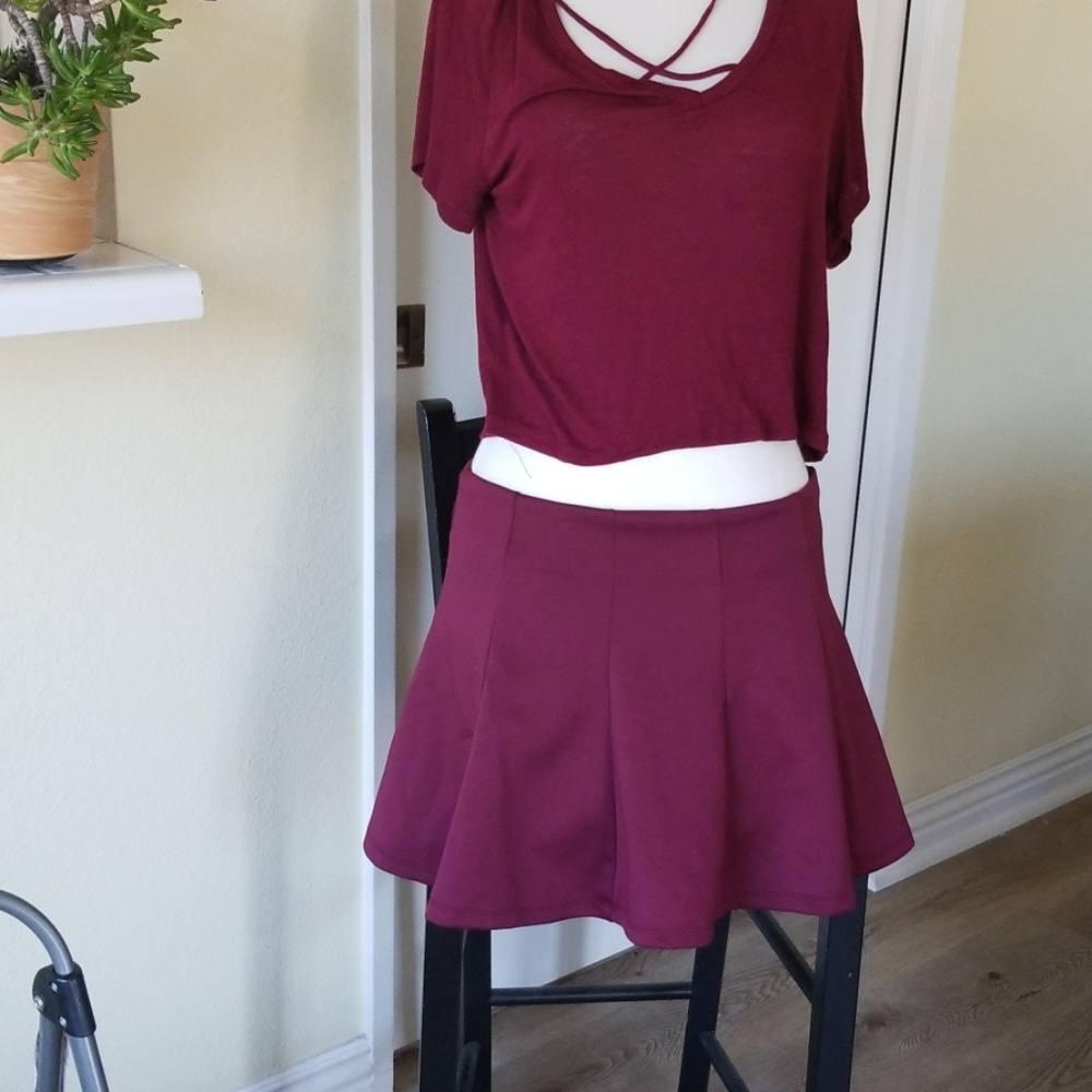 🐳 7For$20 Ambiance Apparel maroon A line skirt